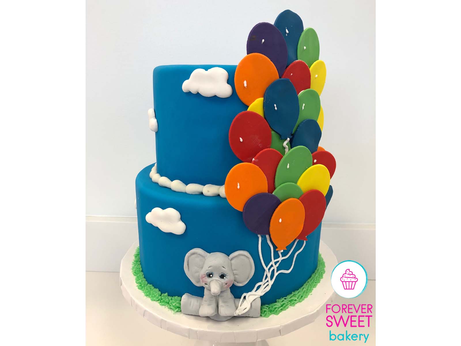 2 Tier Elephant with Balloons Cake