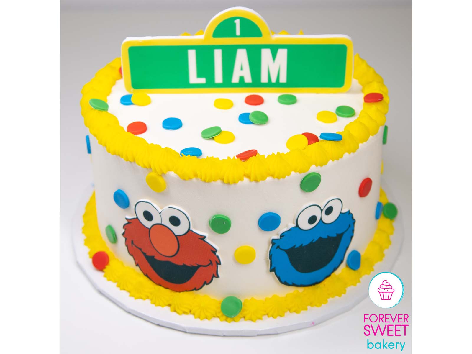 Sesame Street Sign and Characters Cake