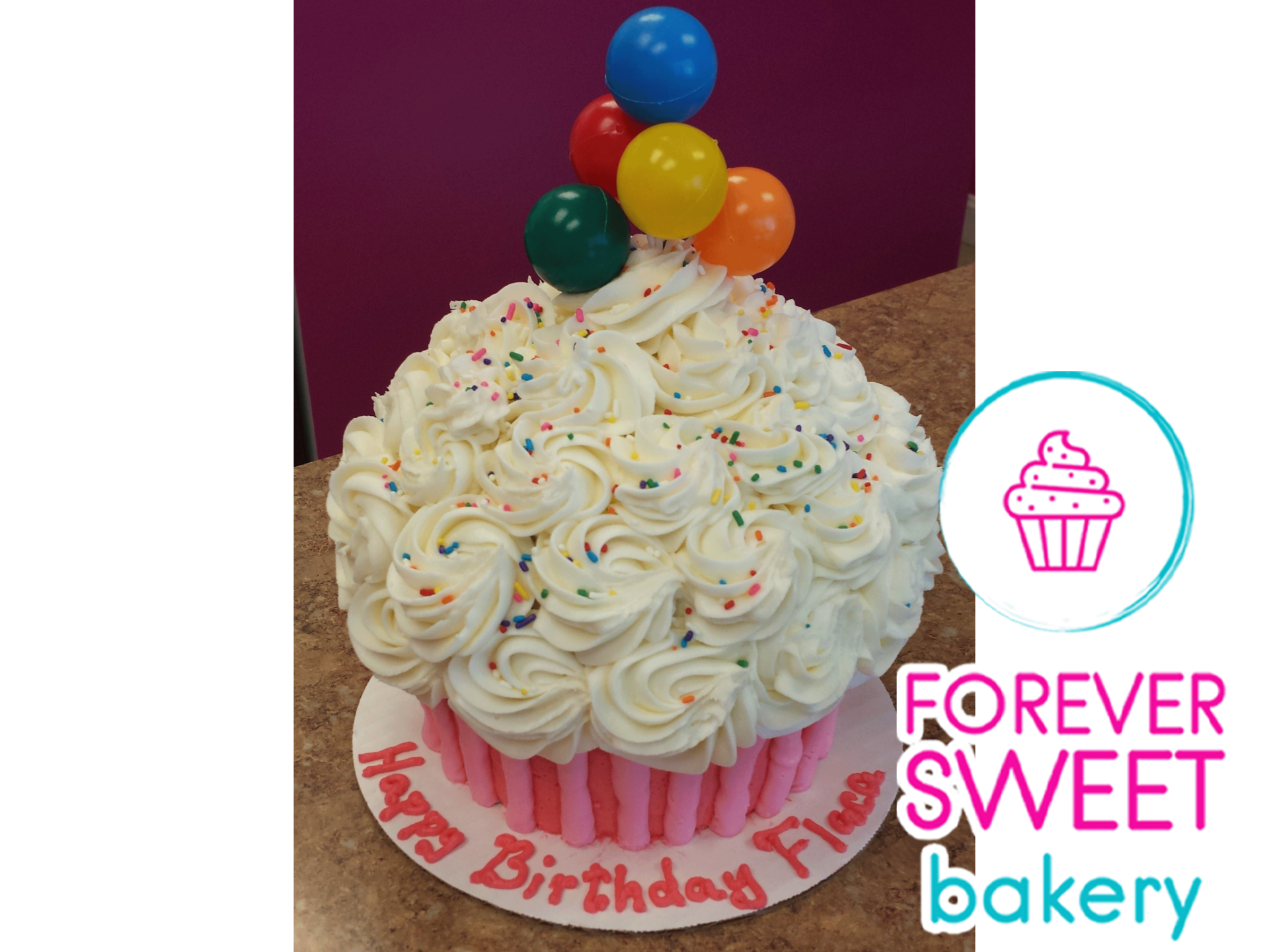 Pink Stripes Giant Cupcake Celebration Cake 