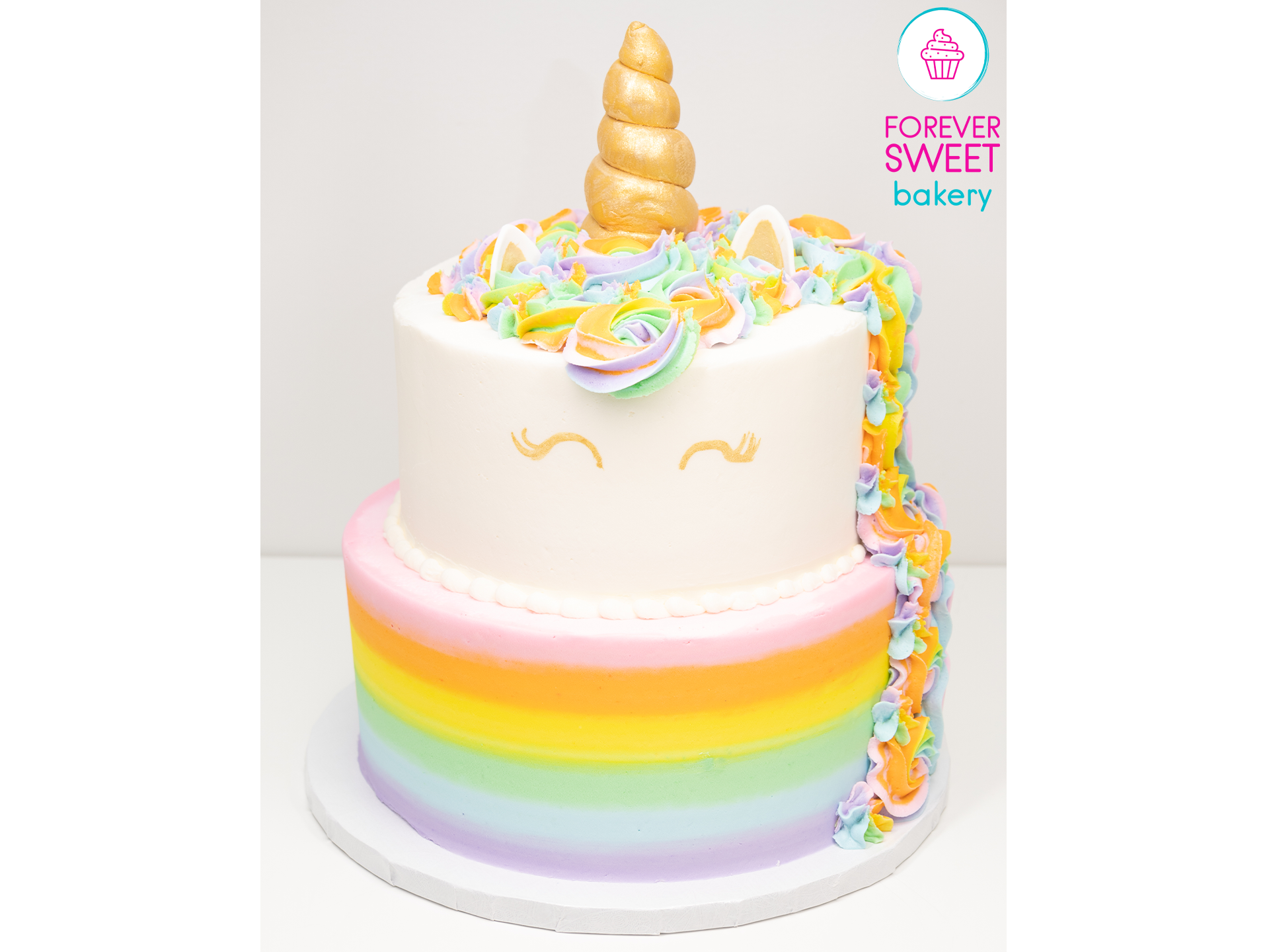 2 Tier Unicorn Pastel Rainbow Cake