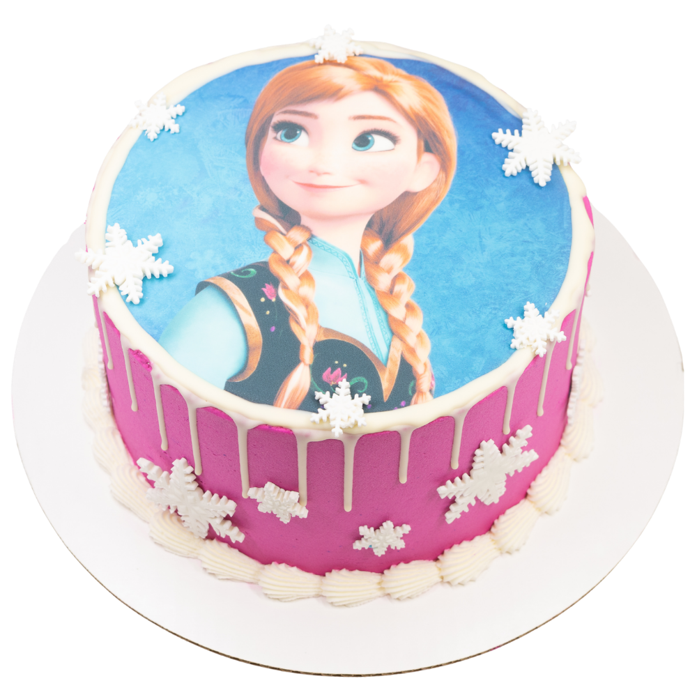 Anna Frozen Image Snowflake Drip Cake
