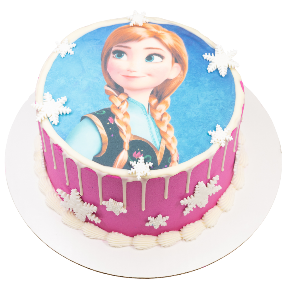 Anna Frozen Image Snowflake Drip Cake