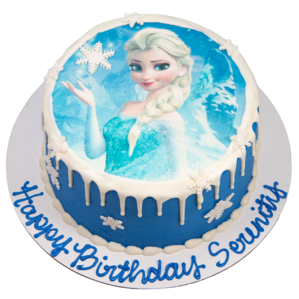 Elsa Frozen Image Snowflake Drip Cake