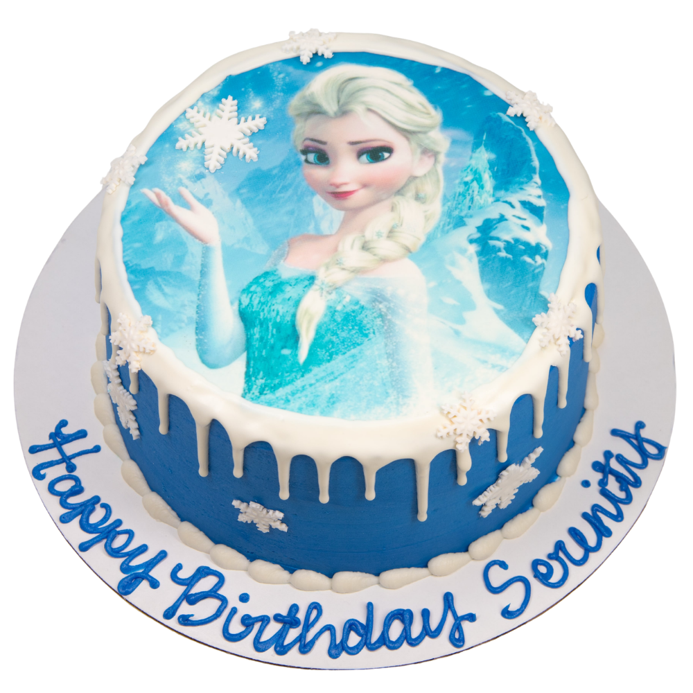 Elsa Frozen Image Snowflake Drip Cake