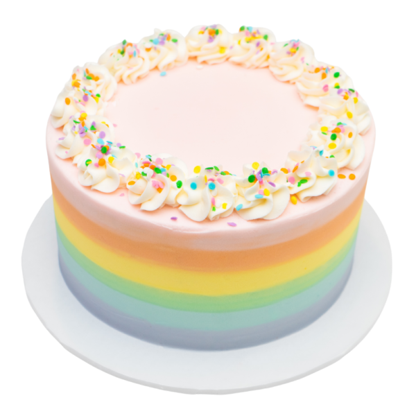 Pastel Rainbow Striped Confetti Cake