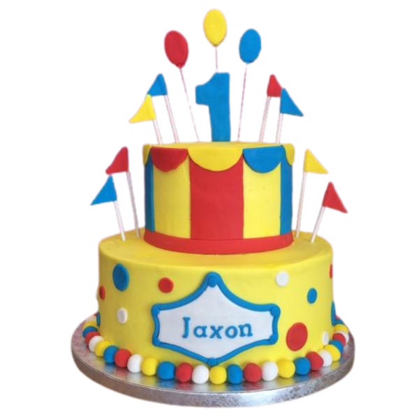 2 Tier Carnival Themed Name and Number Cake