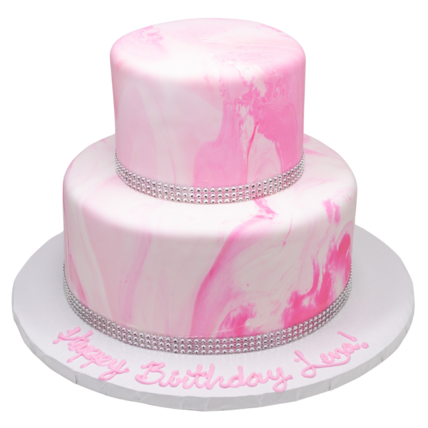 2 Tier Fondant Marble Rhinestone Cake