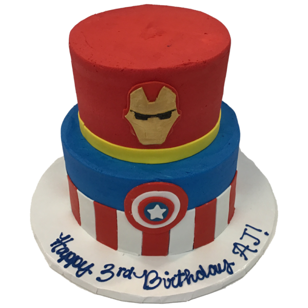 2 Tier Iron Man & Captain America Cake