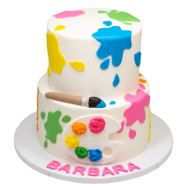 2 Tier Paint Splatter Cake