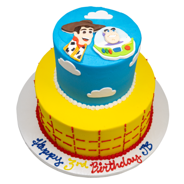 2 Tier Toy Story Fondant Woody and Buzz Lightyear Cake