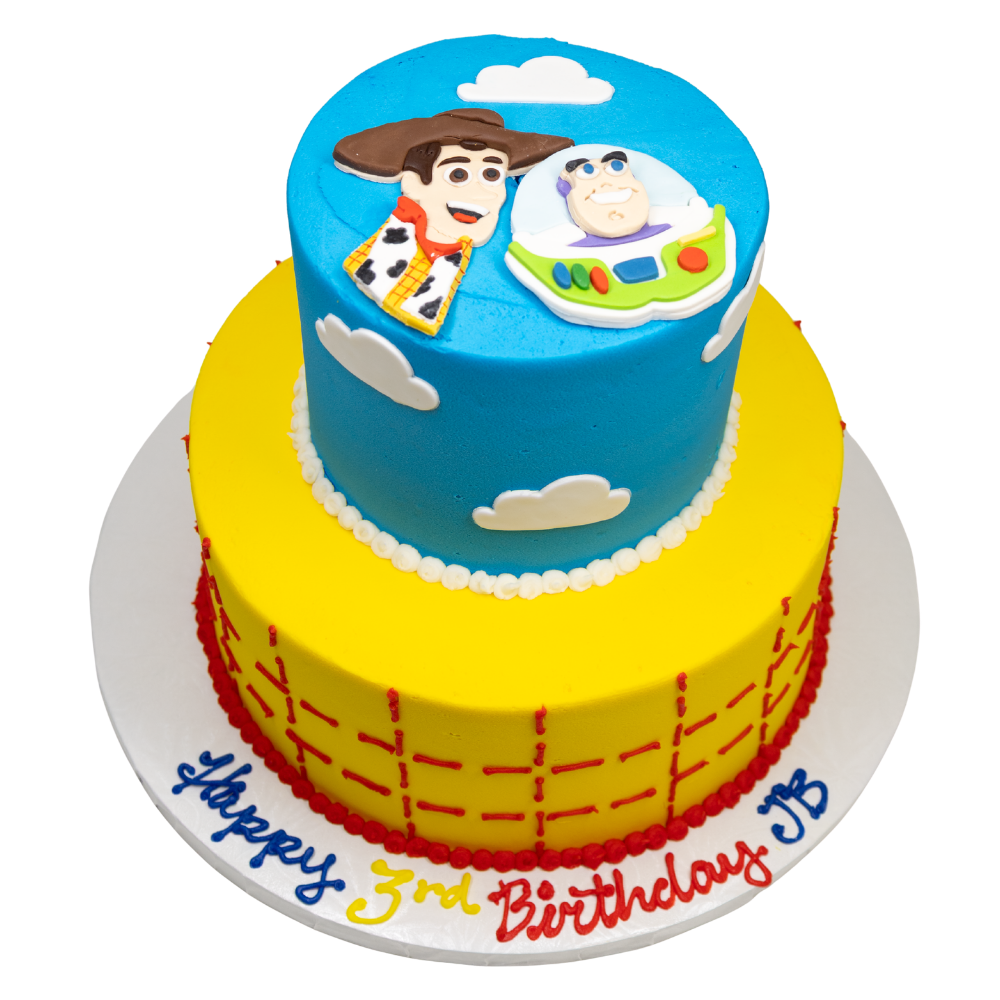 2 Tier Toy Story Fondant Woody and Buzz Lightyear Cake