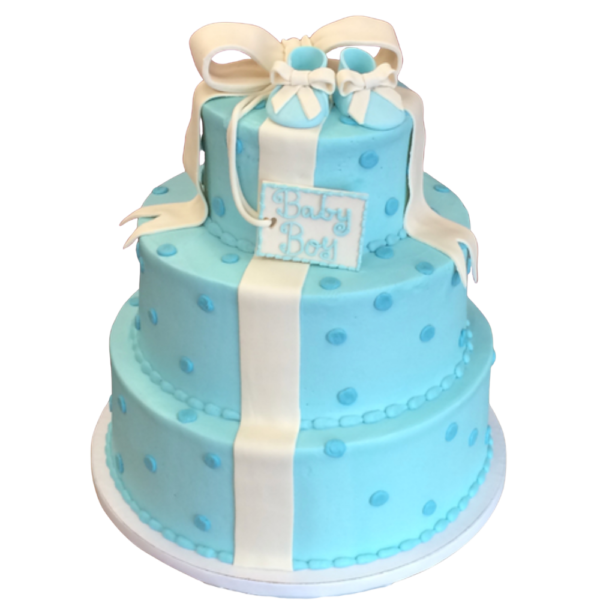 3 Tier Bow and Baby Shoes Cake