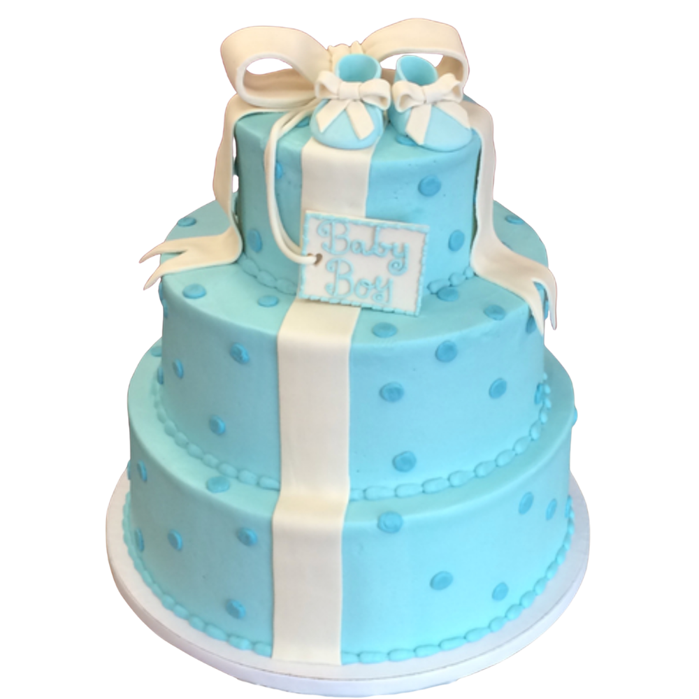 3 Tier Bow and Baby Shoes Cake