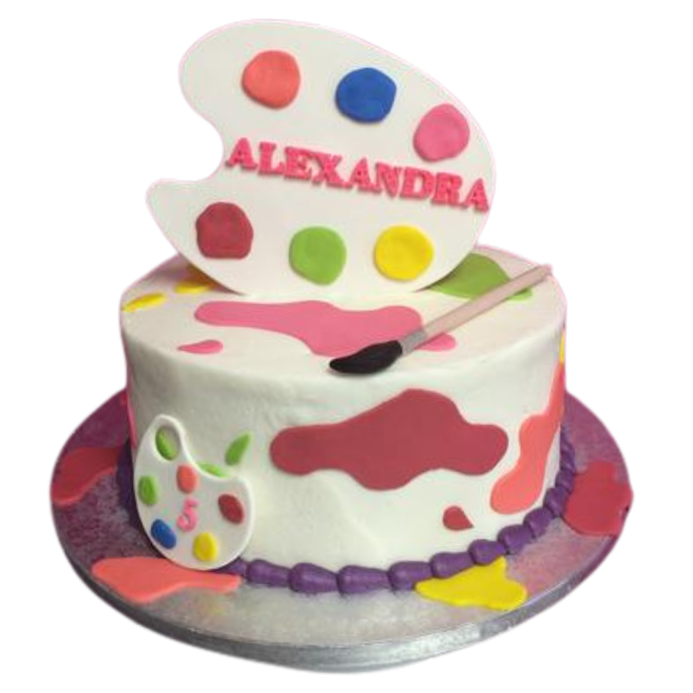 Art Palette Fondant Splatter Cake
