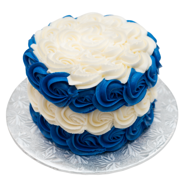Blue and White Rosette Cake