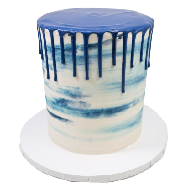 Blue and White Swirl Double Barrel Drip Cake