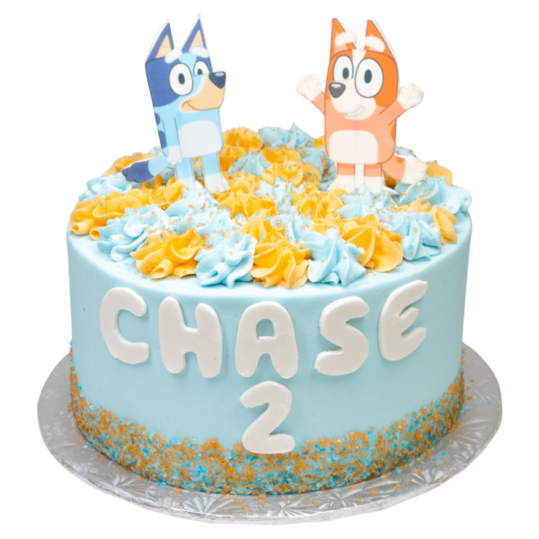 Bluey Standing Characters Name and Number Cake