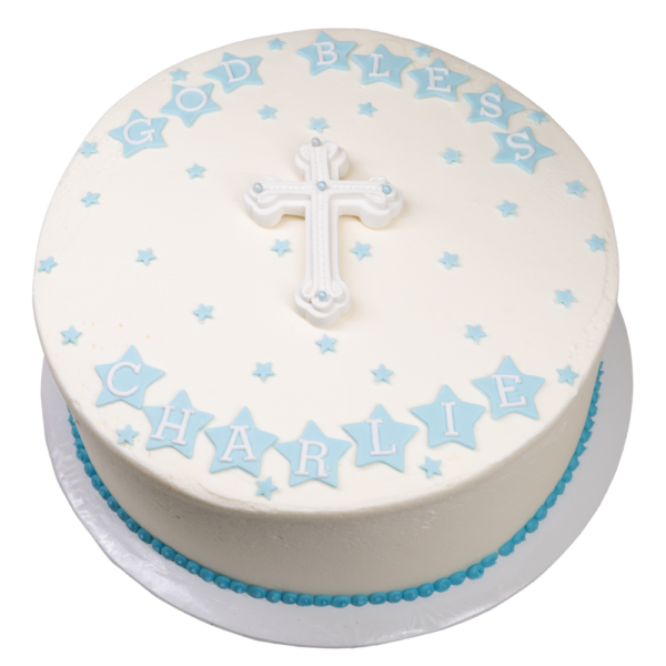 Cross Topper with Star Name Cake