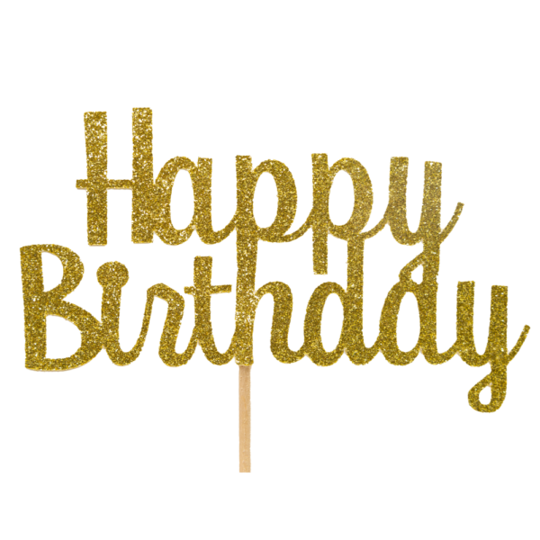 "Happy Birthday" Gold Glitter Cake Topper