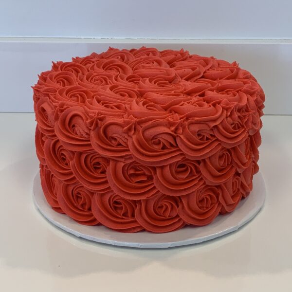 Rosette Decorated Cake, Rosette Color: Red