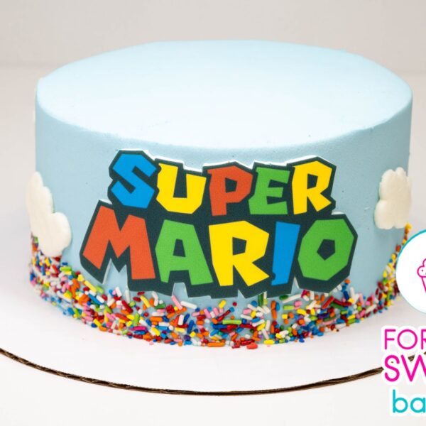 Super Mario Logo & Sprinkles Cake