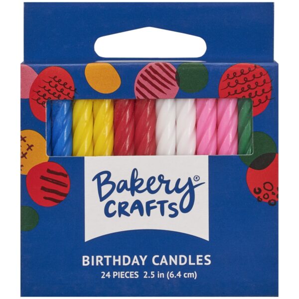 Assorted color smooth and spiral birthday candles, 24 count